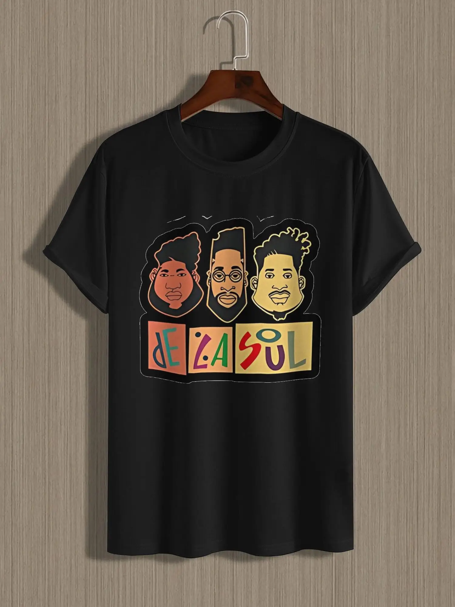 

De La Soul DXM3511 Футболка De La Soul Мужская футболка в стиле хип-хоп DXM3511 Классическая музыкальная группа с принтом Черный короткий рукав с круглым вырезом