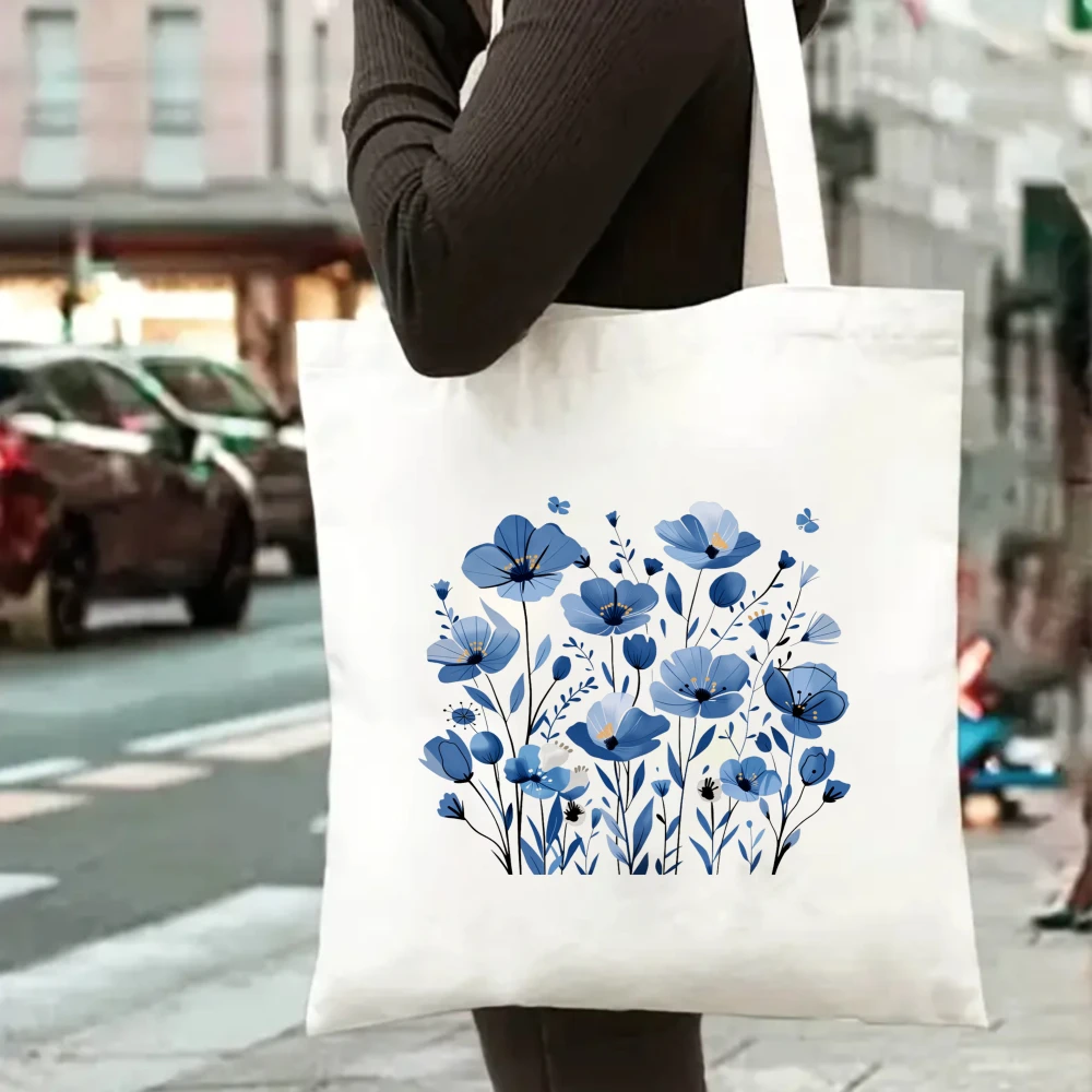 Flowers Daisy Lavender Rose Garden Shopping Bags Floral Canvas Tote Bag Shoulder Bags Eco Friendly Reusable Cute School Tote Bag