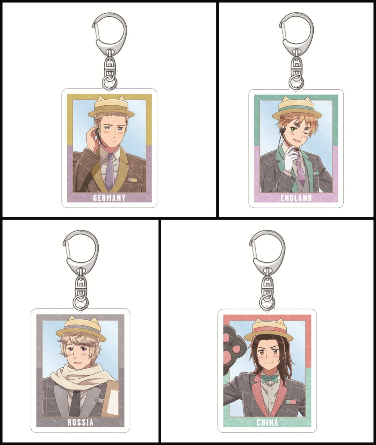 Cute Anime Axis Powers Hetalia Keychain Figure Ivan Alfred Arthur Cosplay Acrylic Key Chain Kawaii Bag Pendant firend Gift