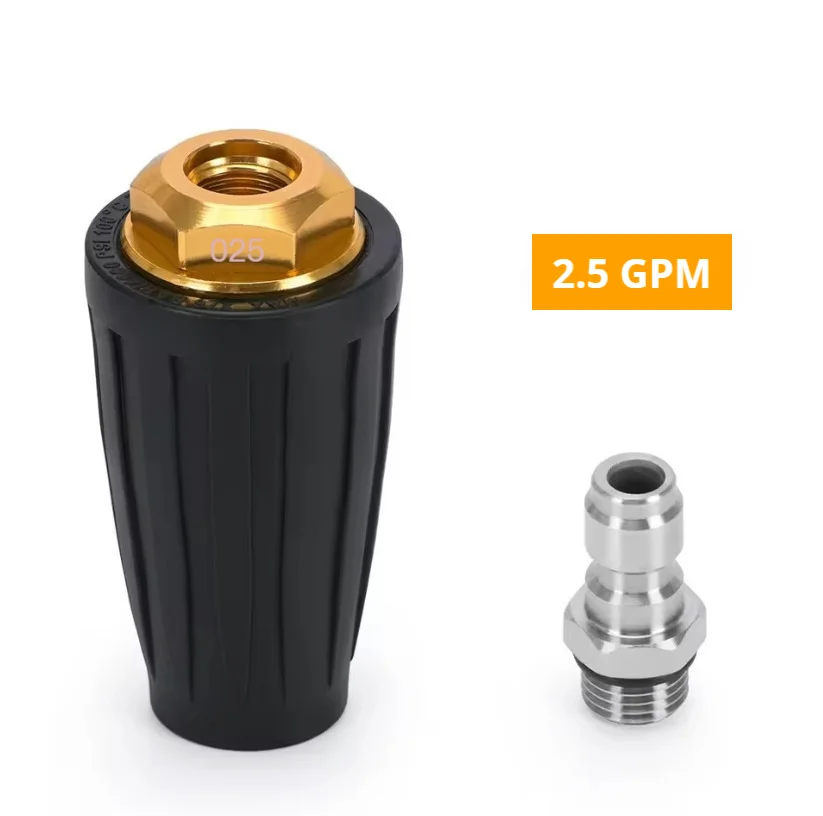 Ceramic Valve 2.5/3.0/3.5/4.0/4.5 GPM Orifice High Pressure Washer Turbo Nozzle 360° Rotating with 1/4