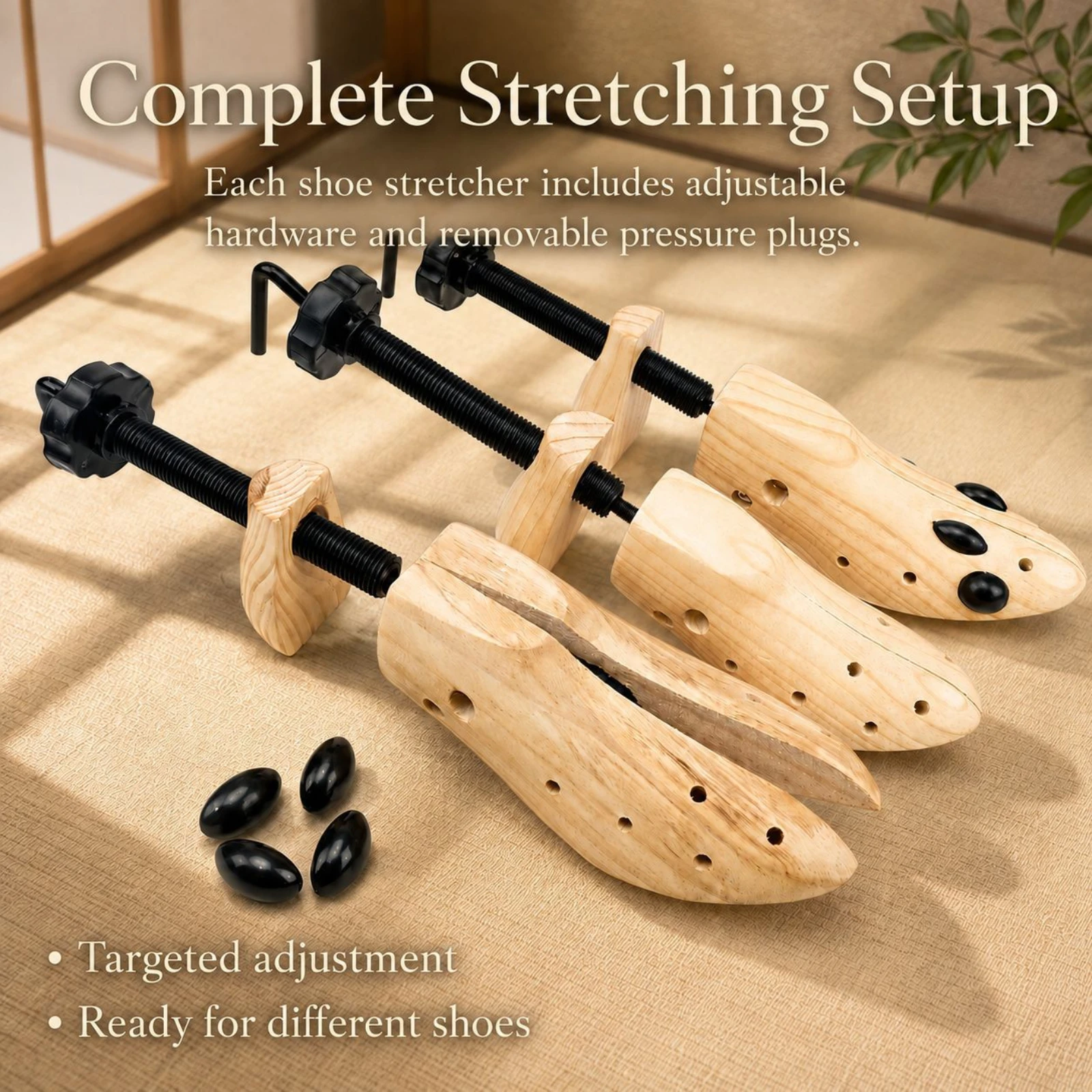1PC Wooden Adjustable Shoe Stretcher Shoe Tree, Stretch Length & Width to Fix Tight Shoes for Men Women Heels Boots