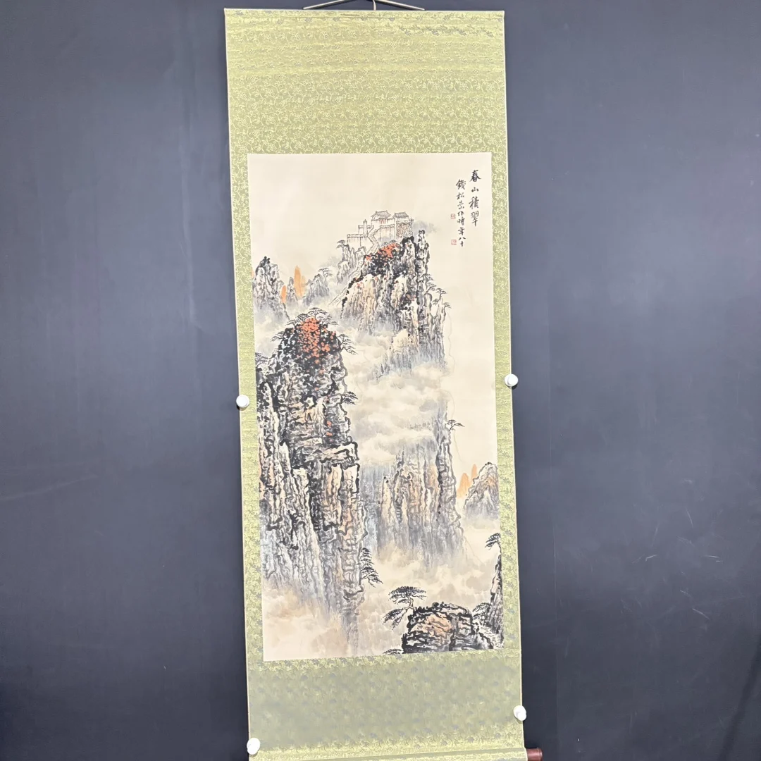 

Pure hand-drawn zhongtang painting of landscape by Qian Songyan