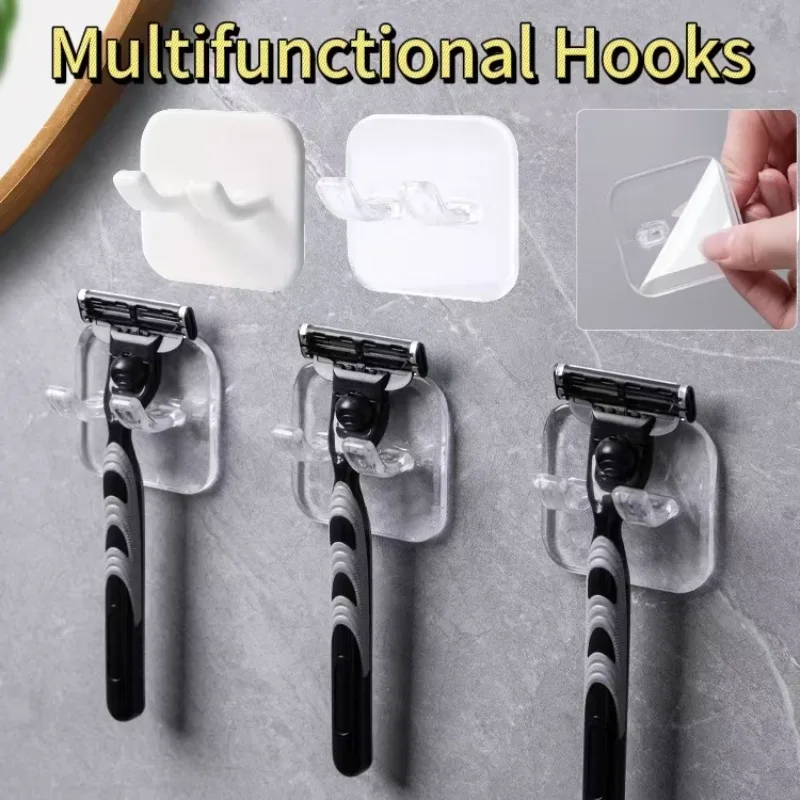 Soporte para maquinilla de afeitar montado en la pared, fácil de instalar, sin taladro, estante organizador de baño multifunción para afeitadoras y enchufes, 1-10 Uds.