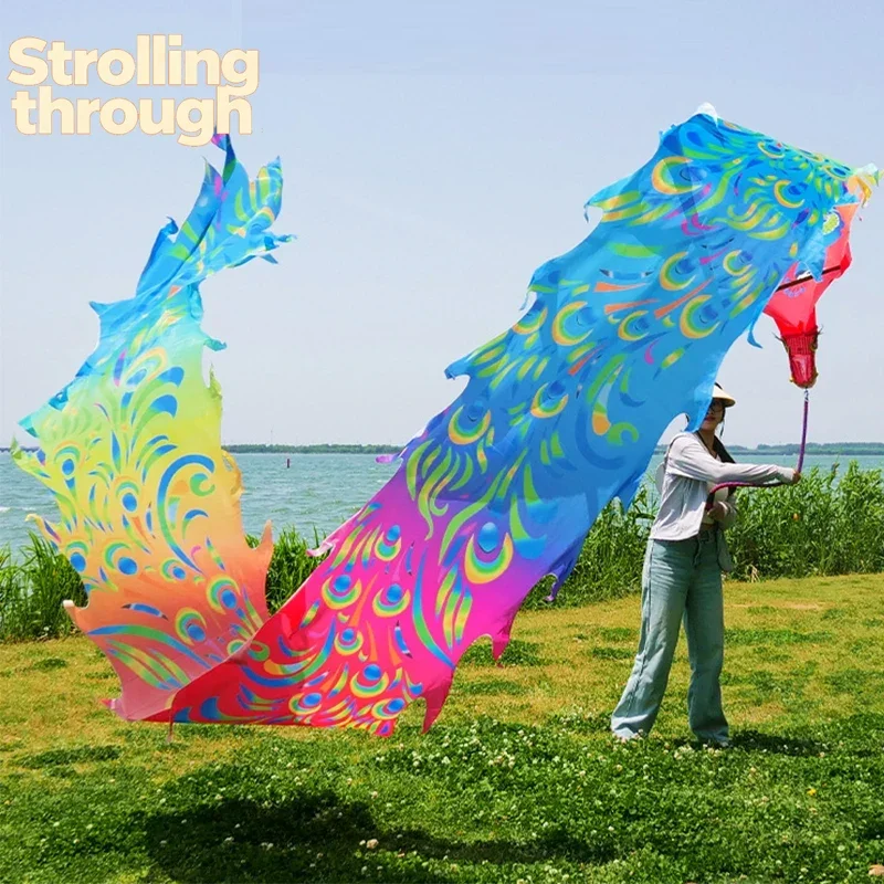 Cinta de Danza del Dragón para el Año Nuevo Chino, Colorida, con Cuerda, para Adultos, Ejercicio de Dragón, Actuación en Escenario, 8/10 m