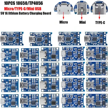 10PCS Micro/TYPE-C/MINI USB 5V 1A 18650 TP4056 Lithium-Batterie Ladegerät Modul Lade Board mit Schutz Dual Funktionen