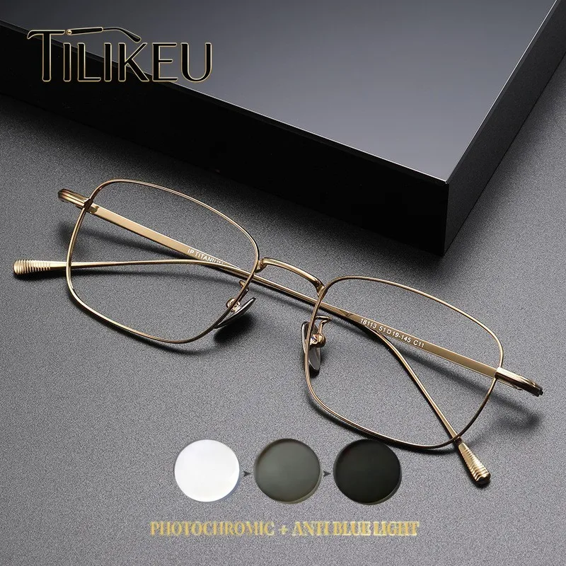

Small Face Frame Ultralight Titanium Retro Square Blue Light Prescription Glasses Men Women Photochromic Myopia Reading Glasses