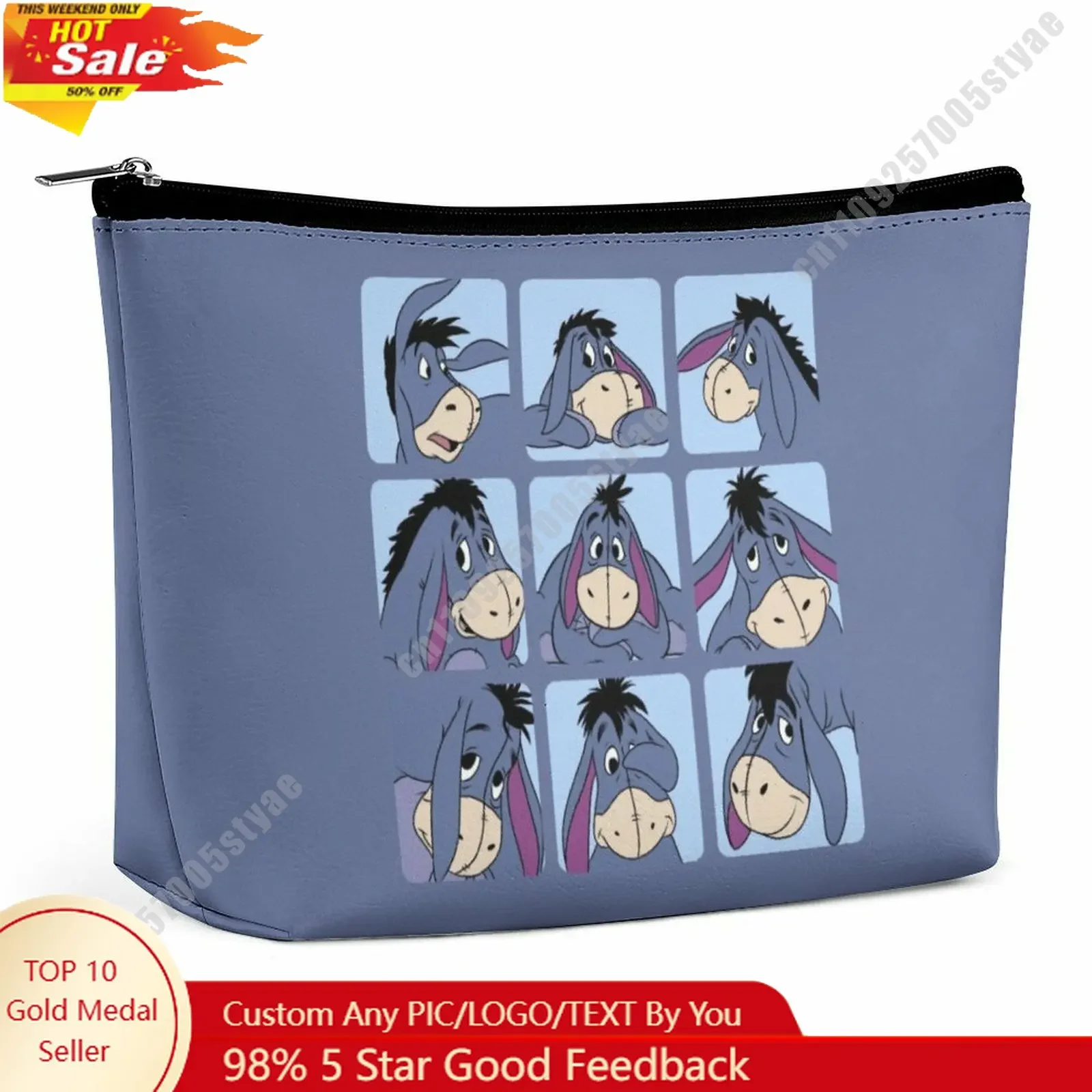 

Eeyore Cosmetic Bag Disney Cartoon Role DIY Customized Graphic Design Personalized Creation Holiday Gift Cosmetic Storage