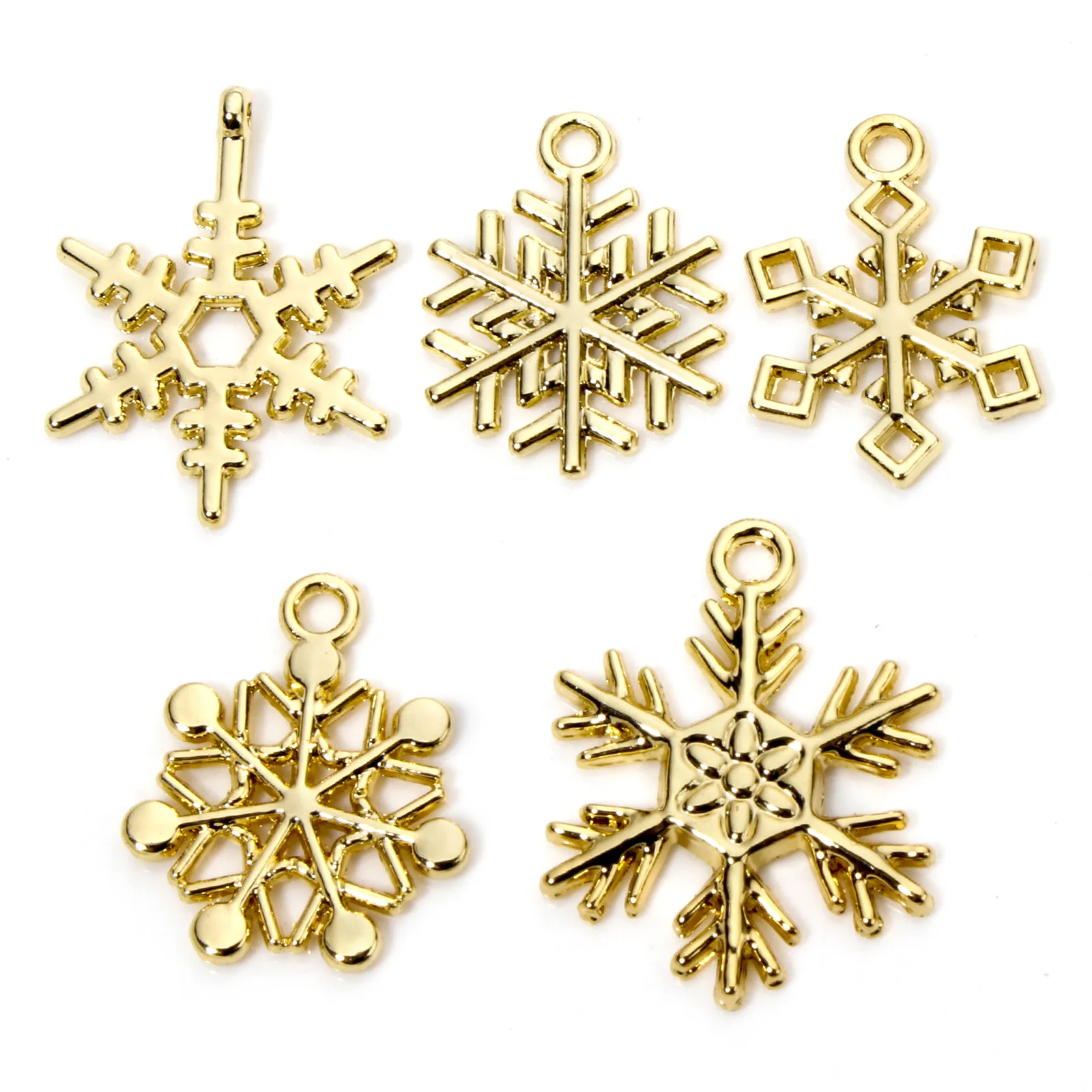 10pcs New Christmas Charms Gold Color Christmas Snowflake Hollow Zinc Alloy Pendants DIY Necklace Earrings For Women Jewelry