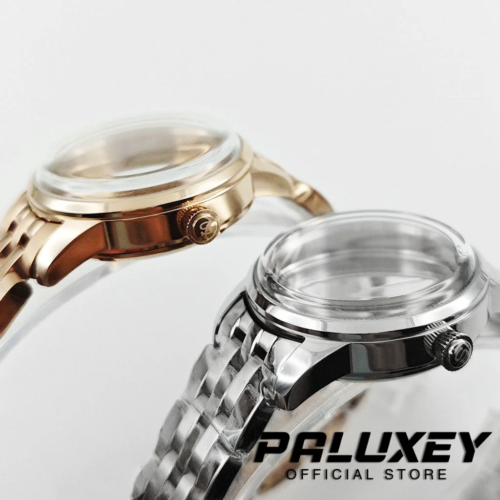 Ladies Women Cocktails NH35 Case 33mm Case With Stainless Steel Bracelet Suit 28.5mm-29mm Dial for NH35 NH38 Movement S Crown