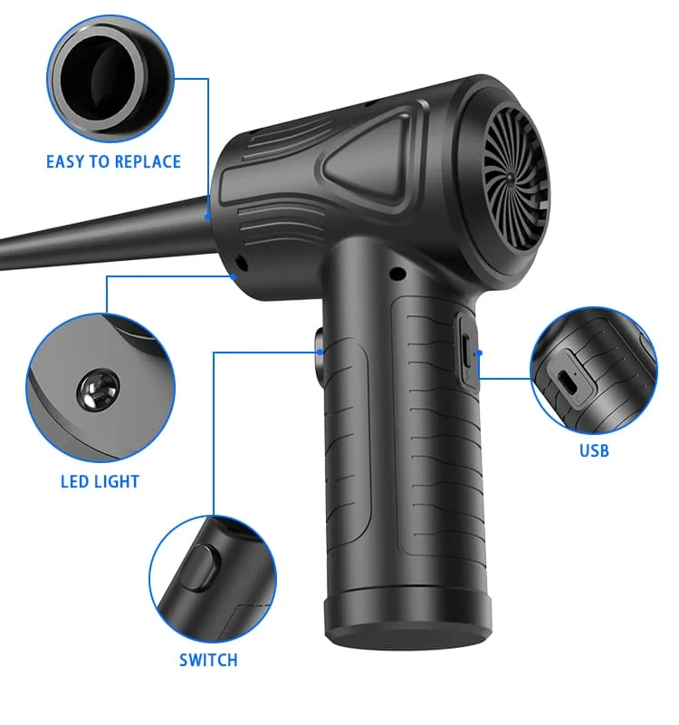 Cordless Electric Air Duster Rechargeable Compressed Blower Fan for Computer Laptop Keyboard