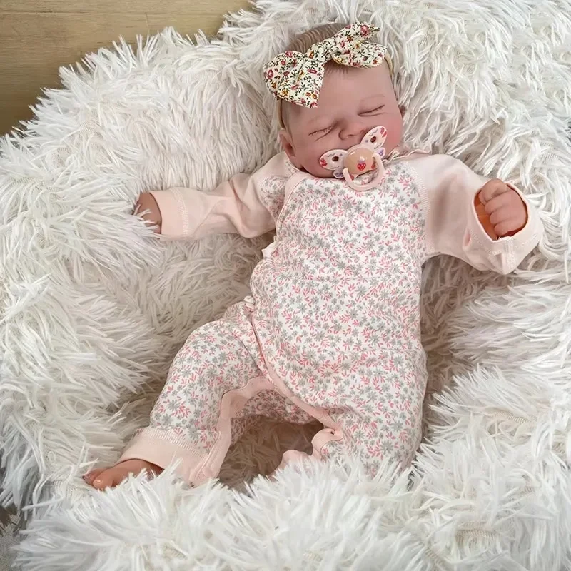 49cm Reborn Baby Doll Alisha Soft Body Lifelike Sleeping Baby Same As Picture Collectible Art Doll Hand Painted Skin Bebe Reborn