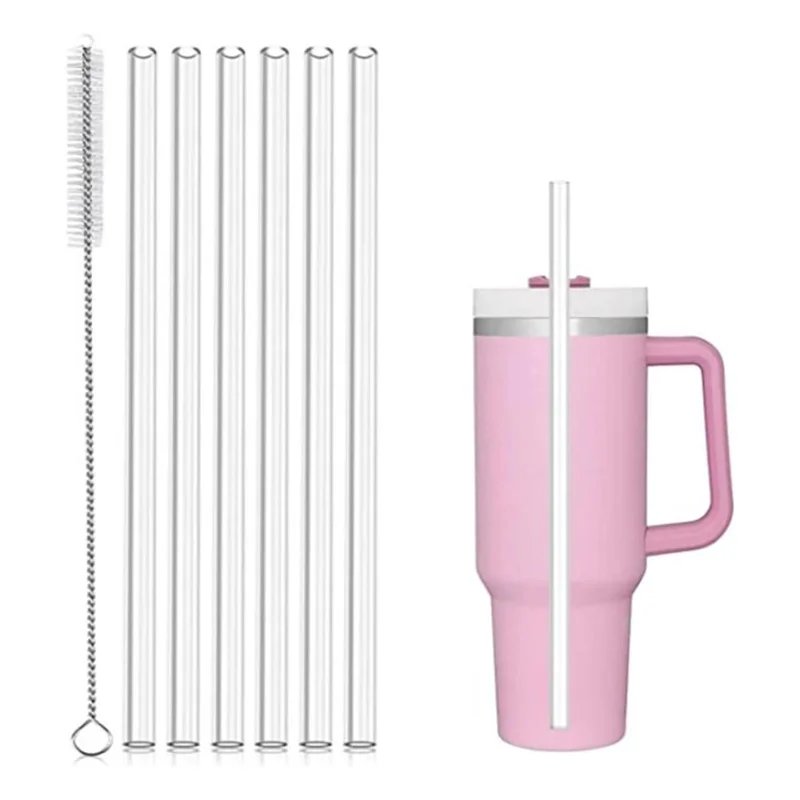 6Pack Reusable Replacement Straws with Cleaning Brush for Stanley 40Oz Tumbler,Cup Straw for Stanley Tumbler Accessories