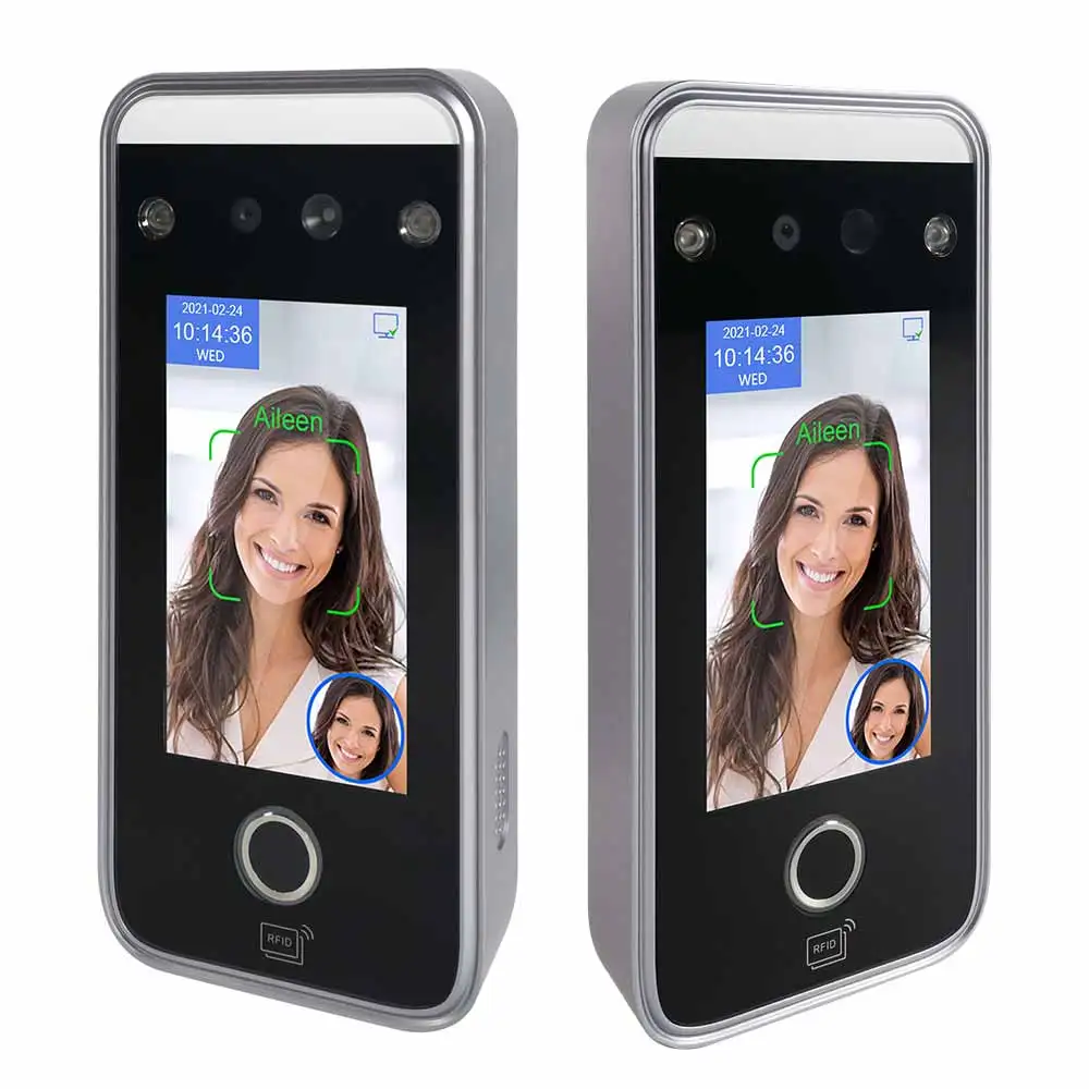 AI Face,Fingerprint Recognition Access Control And Attendance Terminal With 2MP HD Color WDR+2MP Infrared Living Face Camera