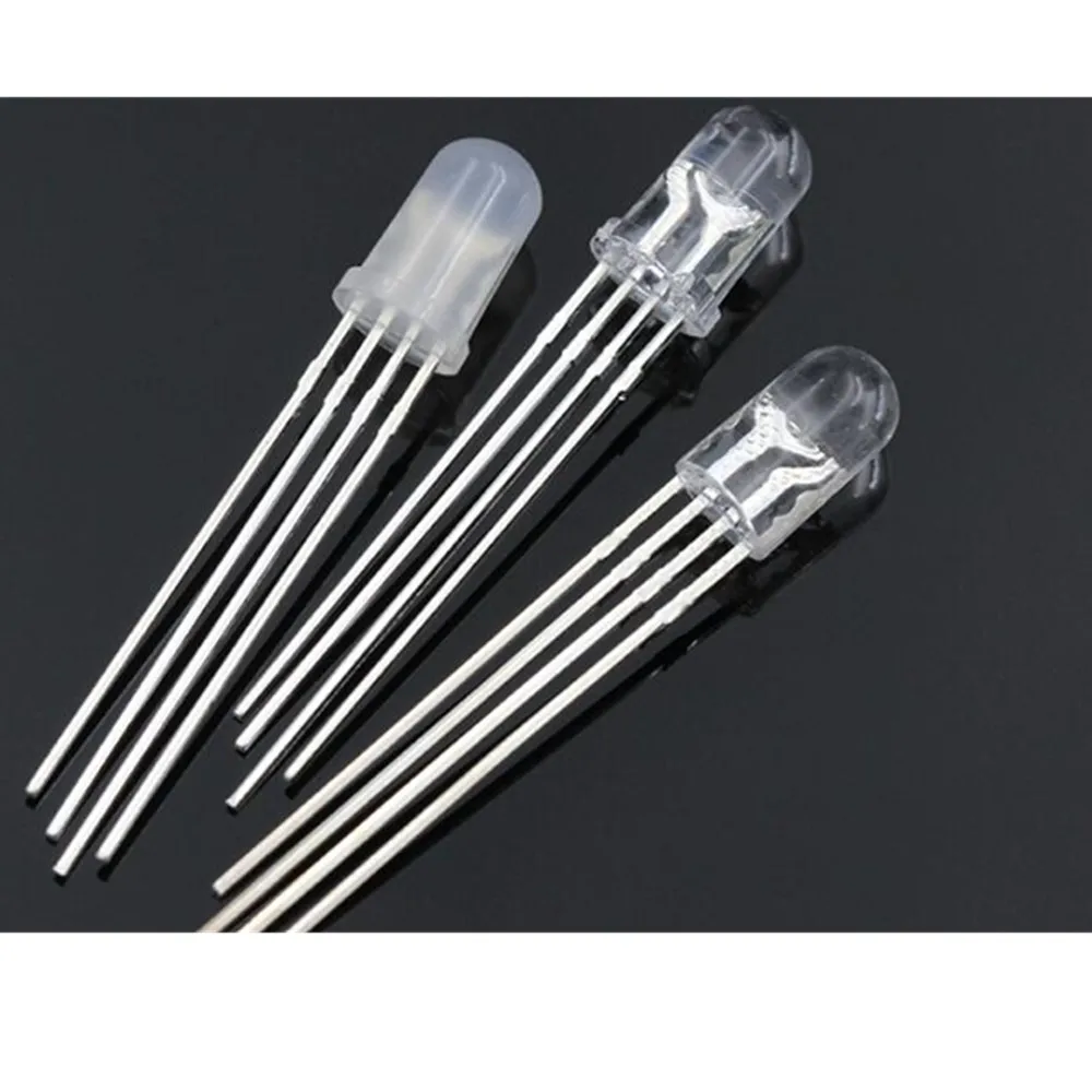 100PCS 5mm Full-color LED RGB Red/Green/Blue Common Cathode/Anode Four Feet Transparent Highlight Color Light 5mm Diode