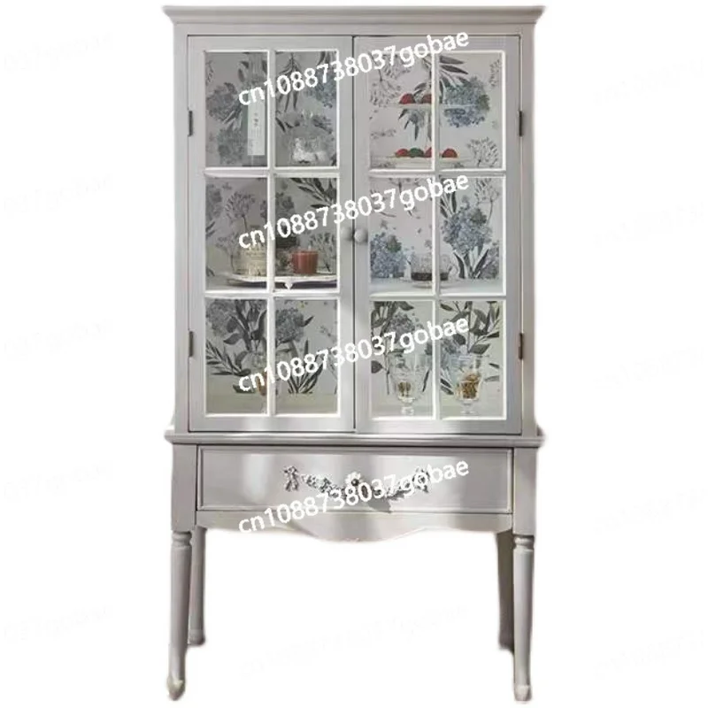 ZK Kitchen Sideboard Cabinet Wine Cabinet Integrated Wall Double Door B & B Display Cabinet Made of Glass Retro