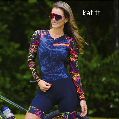 Imagen 1 del producto KAFITTA Traje de trabajo de una pieza para ciclismo brasileño para mujer, traje de manga larga de otoño, ropa de ciclismo de carretera de carrera