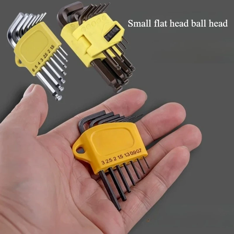 Mini L Hex Key Set Allen Wrench 0.7-10mm Flat / Ball Head CRV Steel