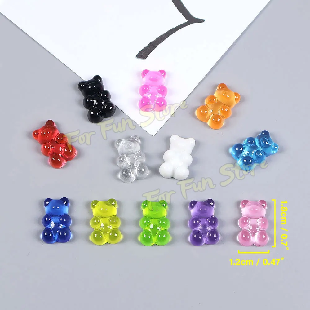 For Fun 10PCS Mixed Color Bear Refrigerator Magnet Sticker Resin DIY Phone Case Headwear Necklace Jewelry Nail Decoration