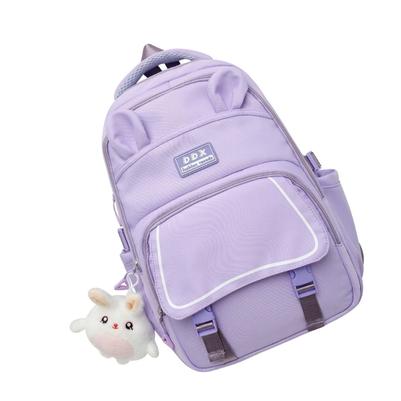 Mochila estética E74B para estudiantes, mochila nailon capacidad para viajes escolares