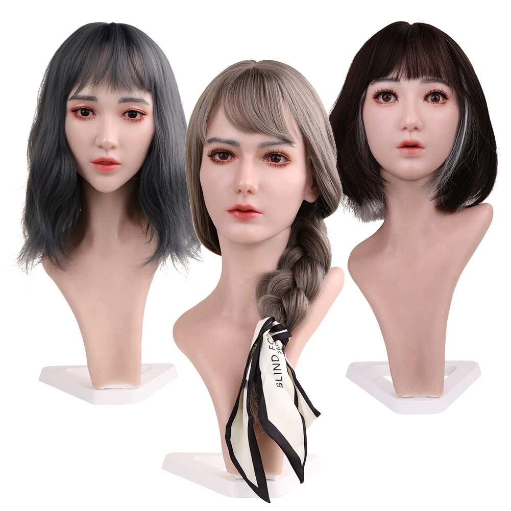 EYUNG Full Silicone Model Props Hair Wig Glasses Hat Display Female Head Model For Shoot Window Jewelry Display Silicone Head