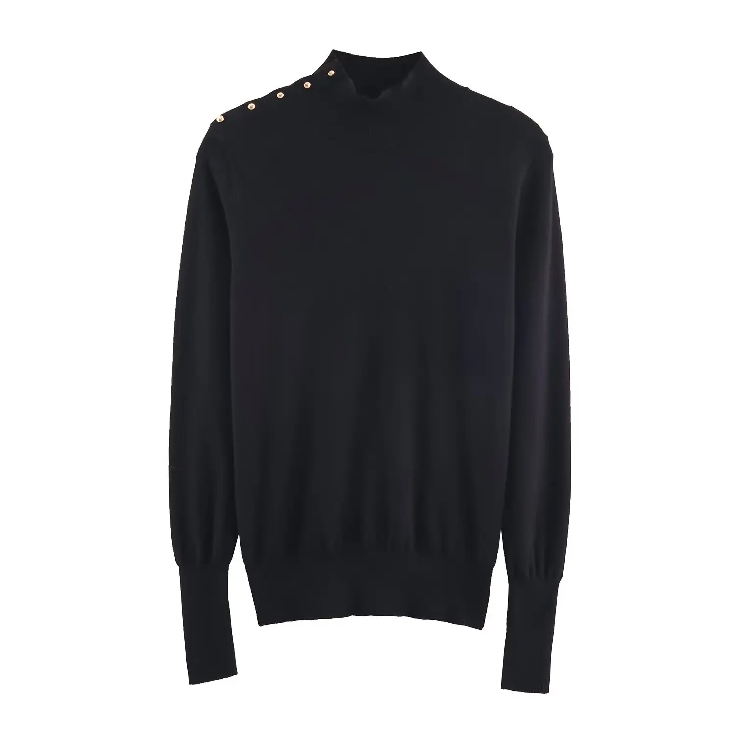 Faionable camisola de malha com botões outono nova chegada roupas femininas design versátil fibra de poliéster longo sve