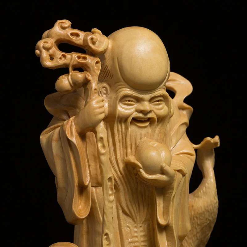 boxwood-13cm-longevity-god-sculpture-wood-carving-lucky-mythical-statue-fu-lu-shou-home-decor