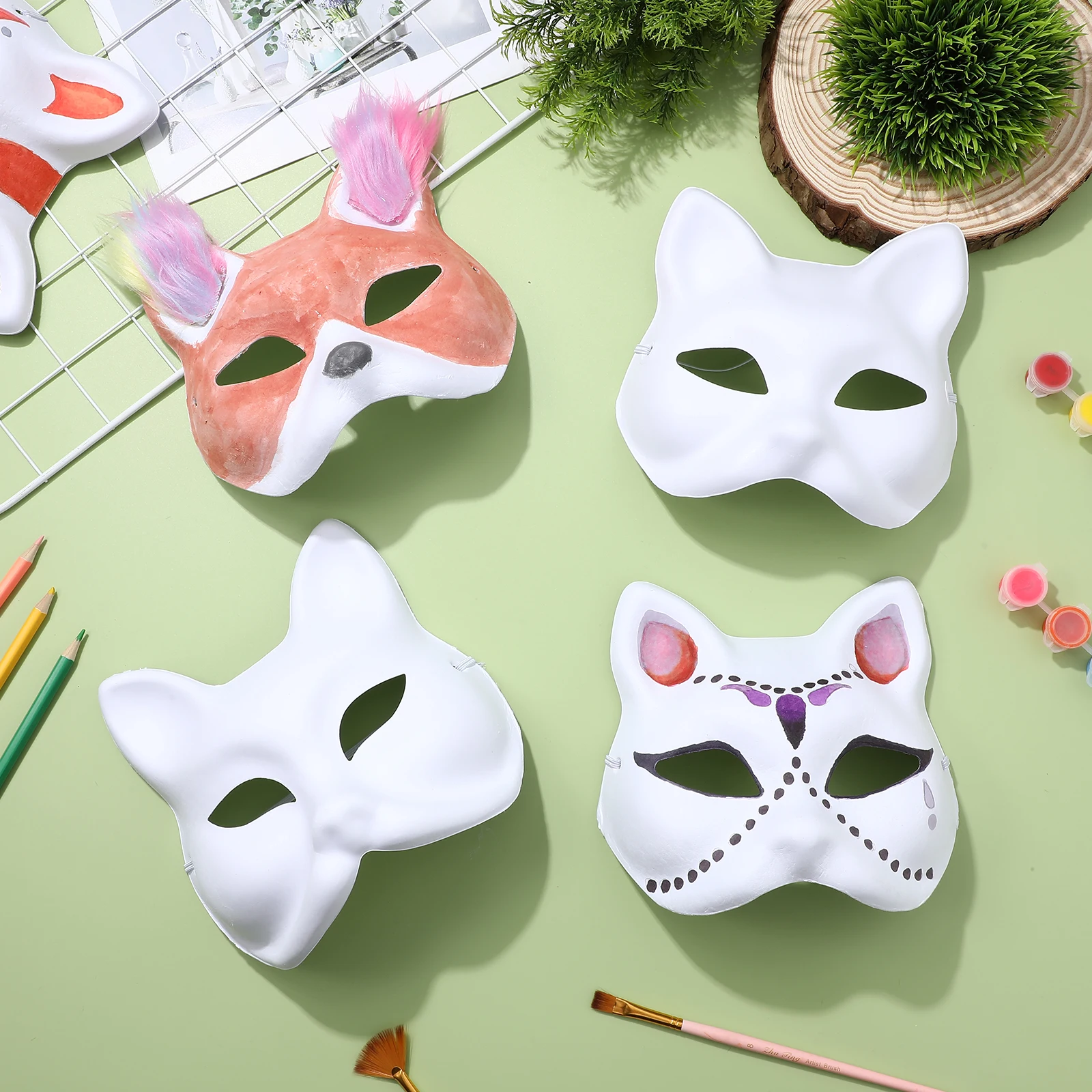 

10 Pcs DIY Blank Masks Paper Craft White Masquerade Animal Fox Cat Masks for Adults Cosplay Party Art Class Projects