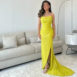 Customized Prom Dress Yipeisha Simple Strapless Mermaid  Dresses Draped s Вечернее Платье Платья Для Выпускного Вечера  Sexy Cas