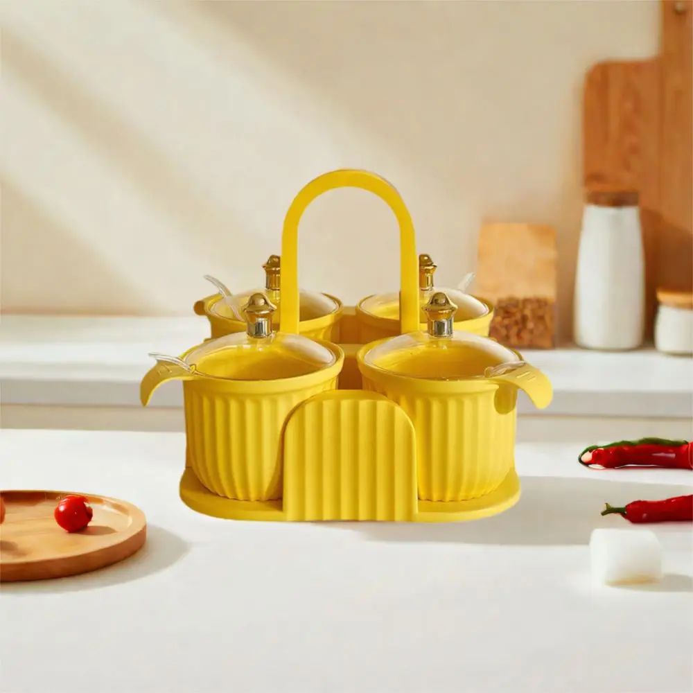 Practical Plastic Multi-grid Seasoning Box Moisture-proof with Handle Spice Container Sealed Salt Container Restaurant