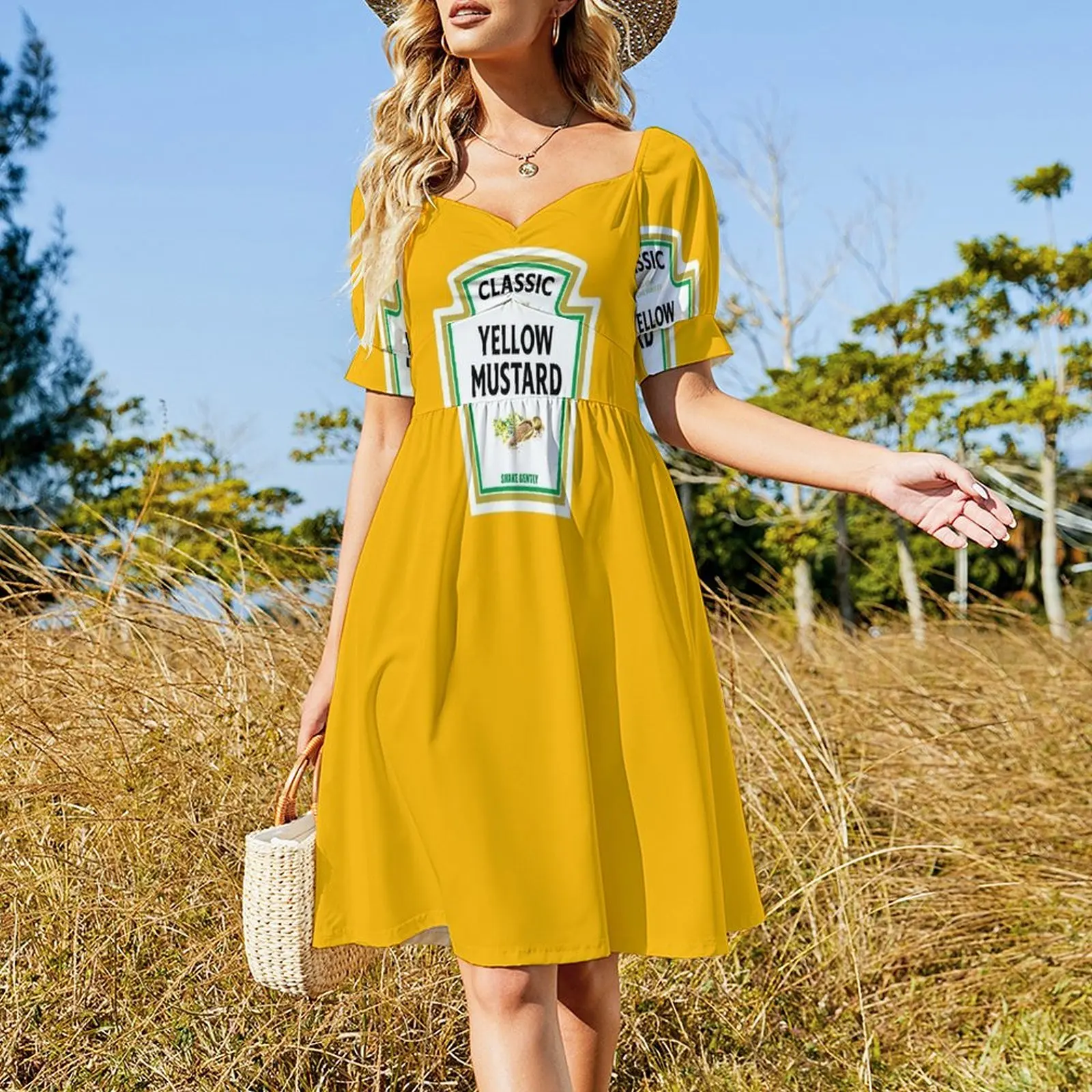 Mustard Halloween 2023 Costume Matching Family Group Couple Mayo Ketchup Short Sleeved Dress party dresses woman Dress