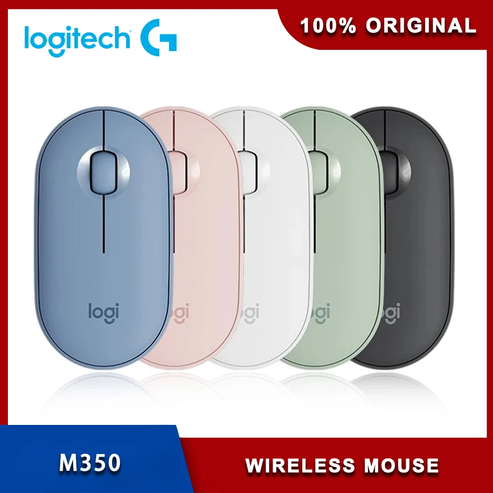 Logitech Pebble M350 Wireless Bluetooth Mouse Original Mini&Thin 1000DPI 100g High Precision Optical Tracking Unifying Colorful