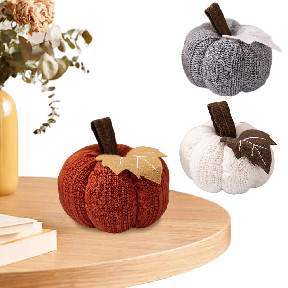 Knitted Pumpkin Decor Handmade Autumn Artificial Pumpkin Fabric Decorative Pumpkin for Farmhouse Mantel Decor