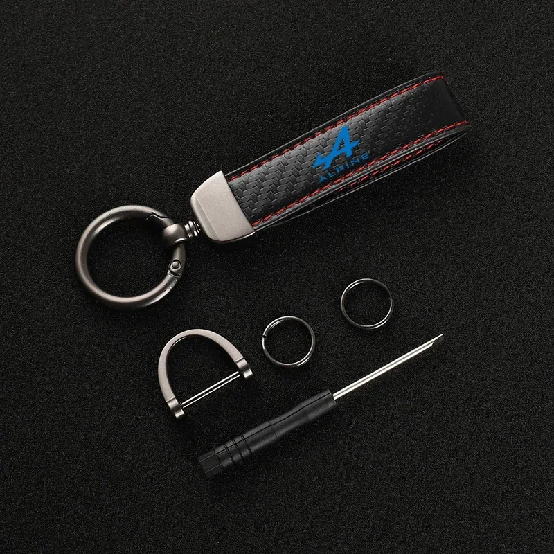 New Car Keychain Buckle Jewelry carbon fiber Leather Keychain for Alpine with logo car accessories