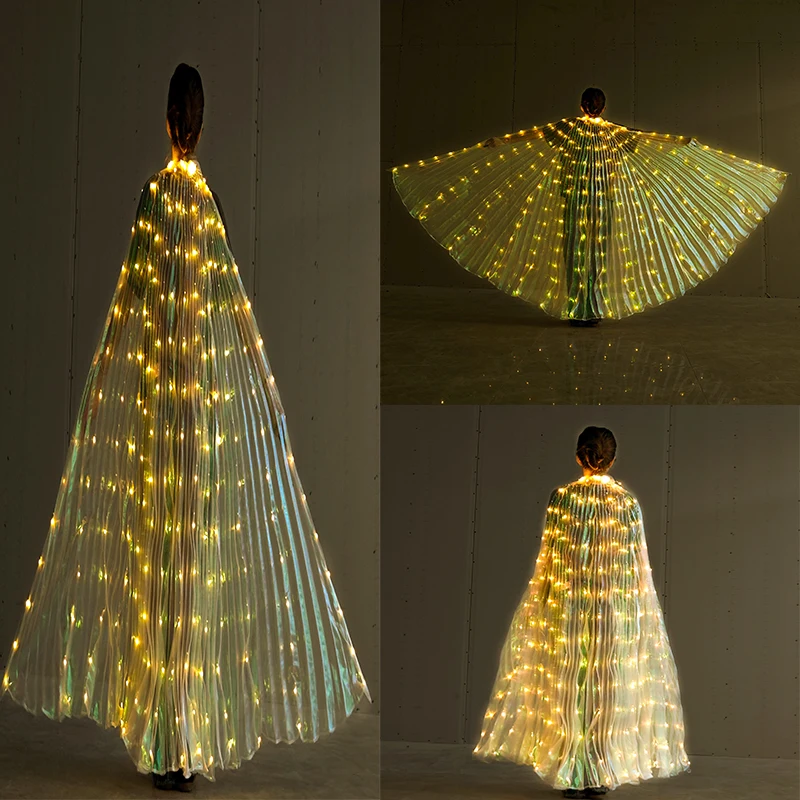 

Halloween Christmas Dancing Costumes Girls Womens Bar Party Belly Dance Shows Dress Cloak Glow LED Butterfly Wing For Adult