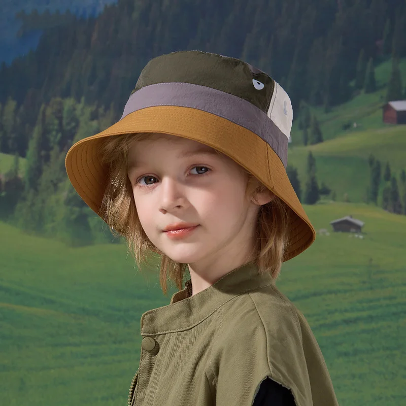 

Large Brim Kids Hats Boys Girls Quick-Drying Waterproof Fisherman Cap Color Matching Bucket Caps Outdoor Travel Thin Uv Sun Hat