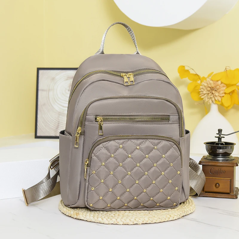 Women's Fashion Backpack Cotton Fabric Waterproof Mini Mobile Phone Pack Aesthetic Travel Bag Diamond Lattice Backpack Handbags