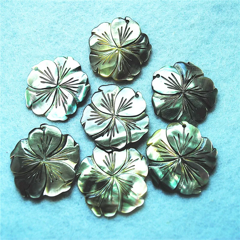 5PCS Saltwater Black Shell Pendants Flower Shape 43MM For Women's Bracelets Making Accessories Good Quality Free Shippings