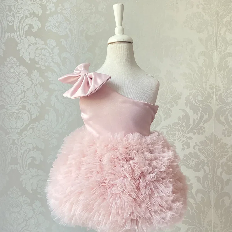 

Fashion Baby Girl Princess Off Shoulder Bow Layered Tutu Dress Infant Toddler Child Vestido Party Birthday Baby Clothes 1-5Y