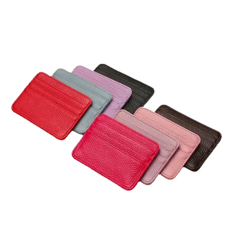 New Simple Multi-card Slot Genuine Leather Card Holder for Men Women Portable Mini Ultra-thin Coin Purse Driver License ID Bag