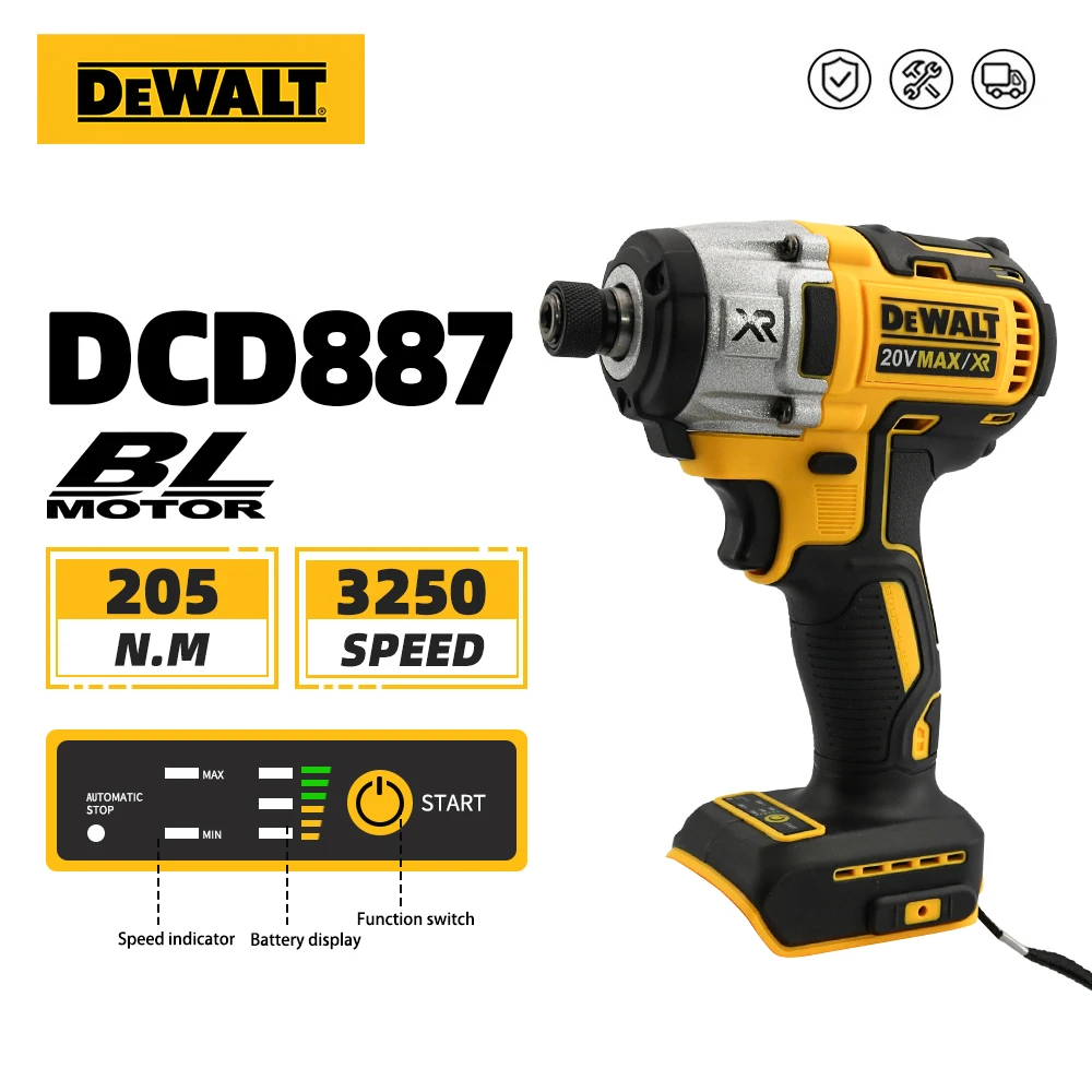 DEWALT DCD887 20V Lithium-ion Electric Cordless Screwdriver Brushless Motor Wireless Power Tools Drill High Torque Rechargeable