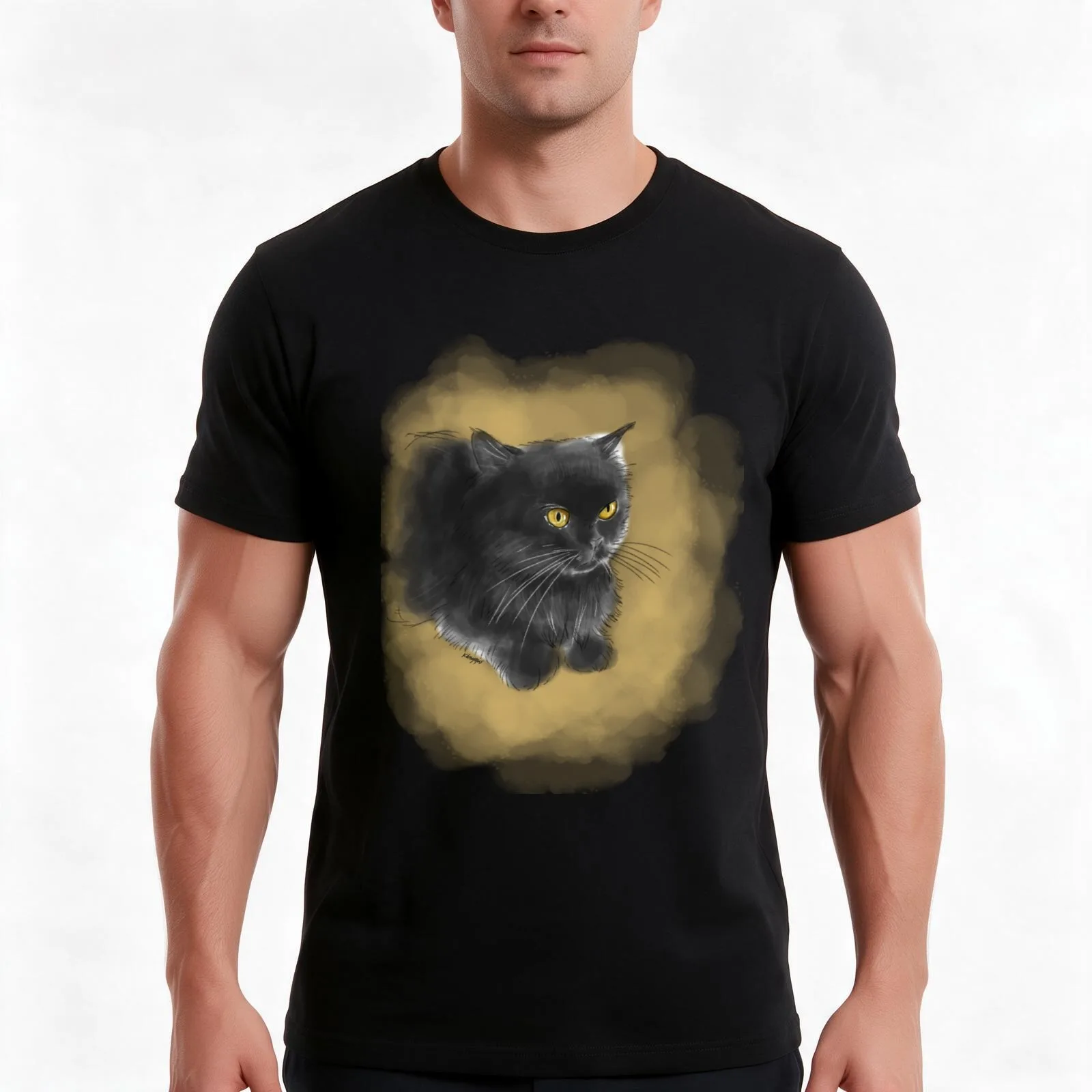 Cute Persian Cat Black T-Shirt Summer Casual Cotton Tee Oversized Streetwear Tops Vintage Graphic Print Unisex Men Women