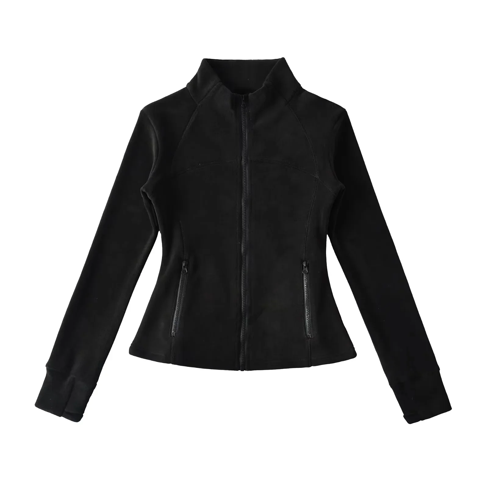 Sudadera con capucha forrada de Fce para mujer, ropa interior ajustada con cuello levantado, abrigo ortopé cálido con cremallera para otoño e invierno