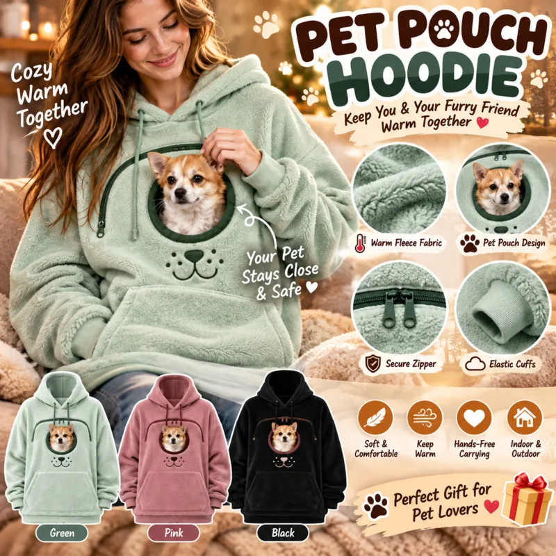 Pet Pouch Carrier Hoodie Humans, Oversized Fleece Pullover Sweatshirt Pocket Unisex Warm Casual Top Men Women, Pet Lover Gift