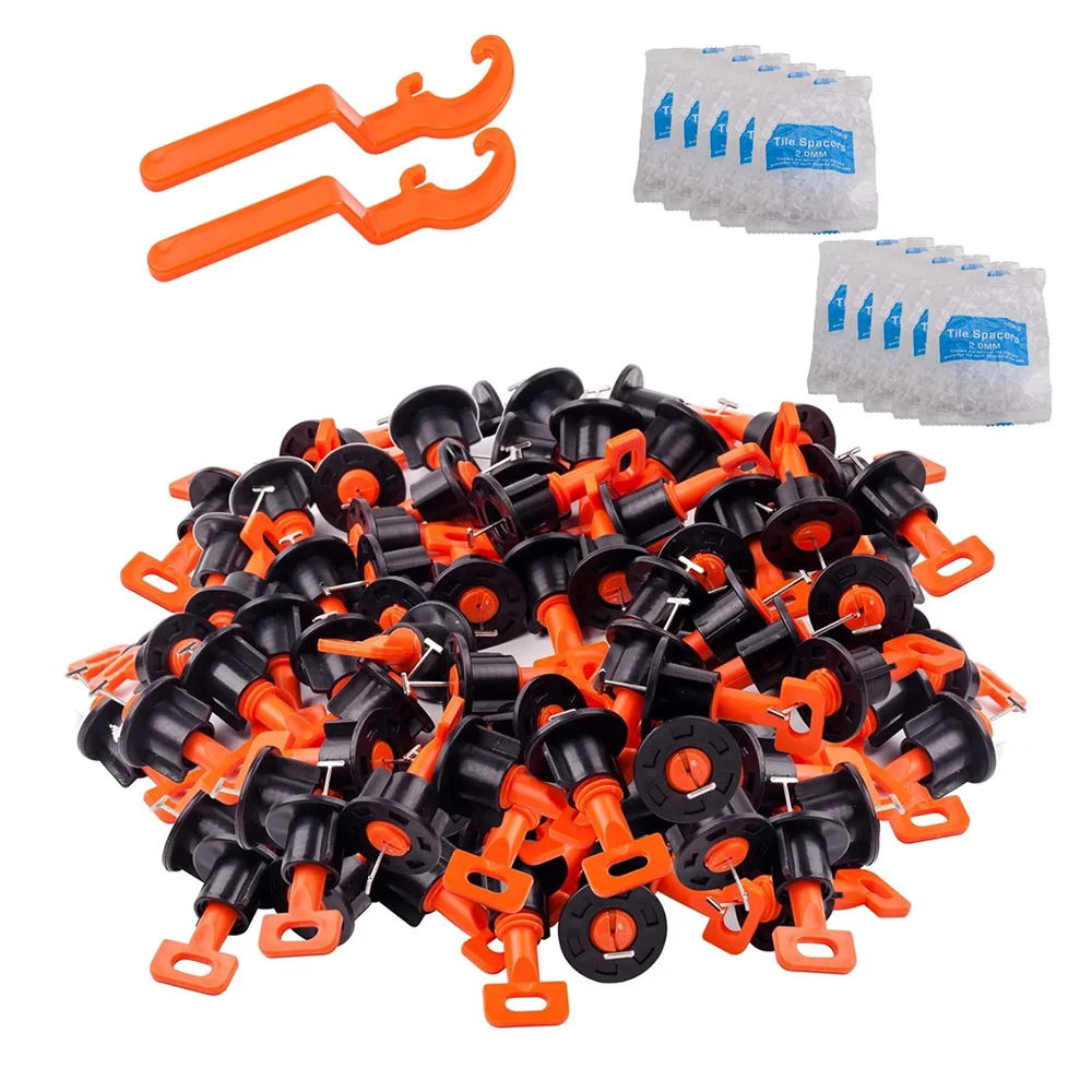 Tile Leveling System Kit with 100pcs Tile Leveler&2 Special Wrenches &1000pcs 2mm Tile Spacers for Walls and Floors Installation