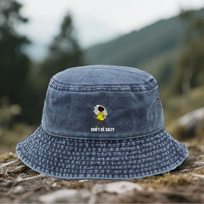 Graphic and Slogan Printed Washed Fisherman Hat, Adjustable, Available in Multiple Colors, Suitable for Outdoor Sports, Travel,