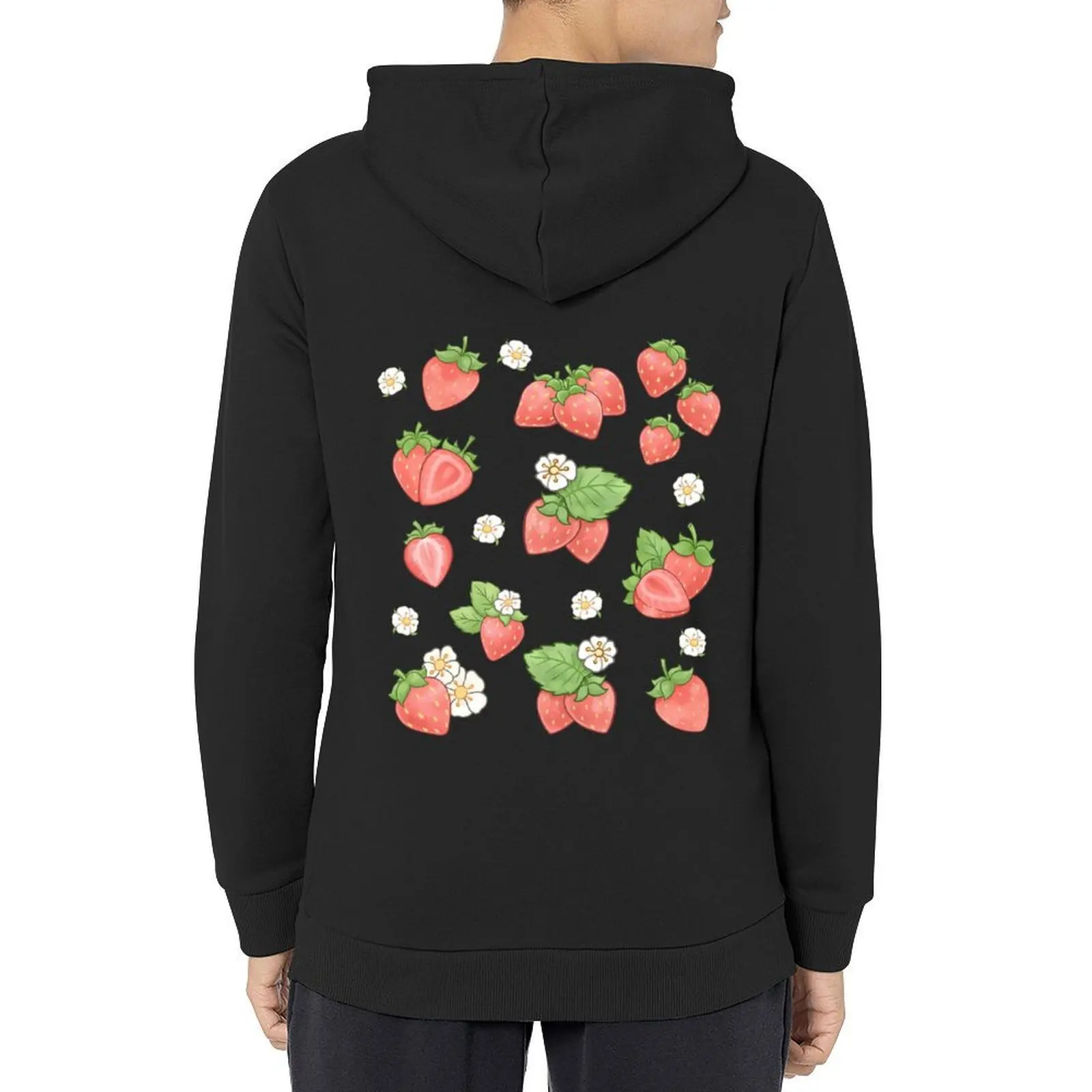 

Strawberry Pattern Sweet strawberry heart Hoodie mens clothes aesthetic clothing autumn new products fashion men hoodie men