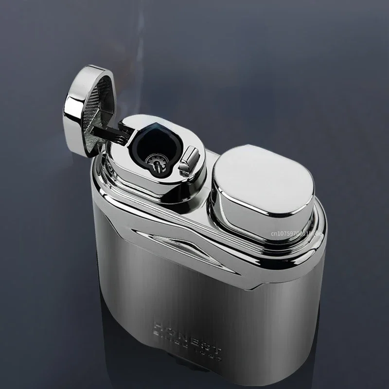 New HONEST Metal Plating Turbine Windproof Butane Lighter Creative Blue Flame Torch Lighter High-end Gift Men\'s Smoking Tools