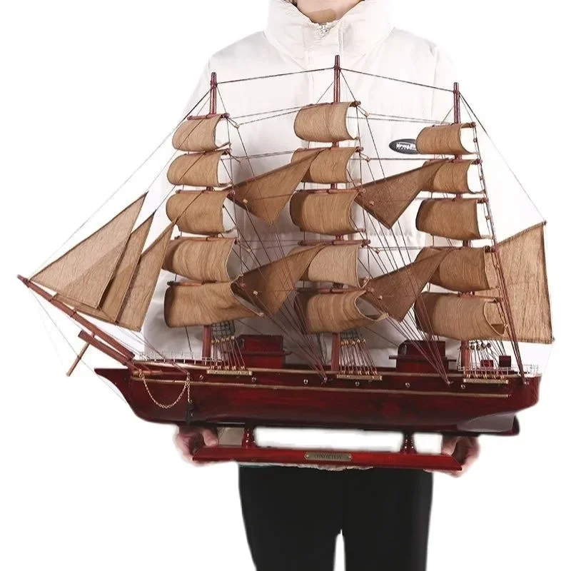 Imagen 7: Adornos de velero de vela lisos de madera maciza, escritorio elegante, regalo de apertura de oficina de líder Boss