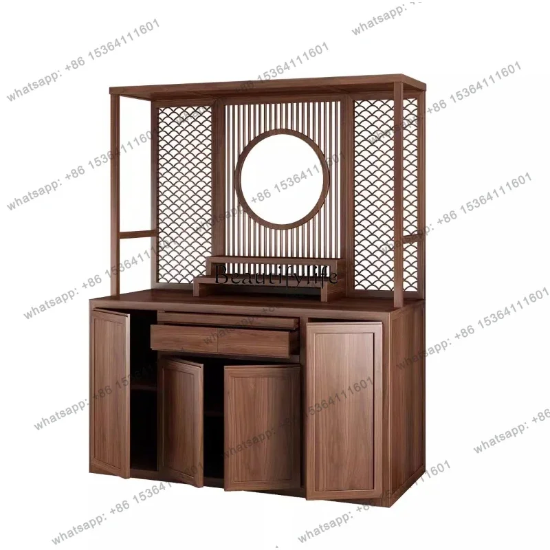 Customizable Buddhist Niche New Chinese Vertical Cabinet Black Walnut Solid Wood Buddhist Hall Dashenlou Buddha Statue Cabinet