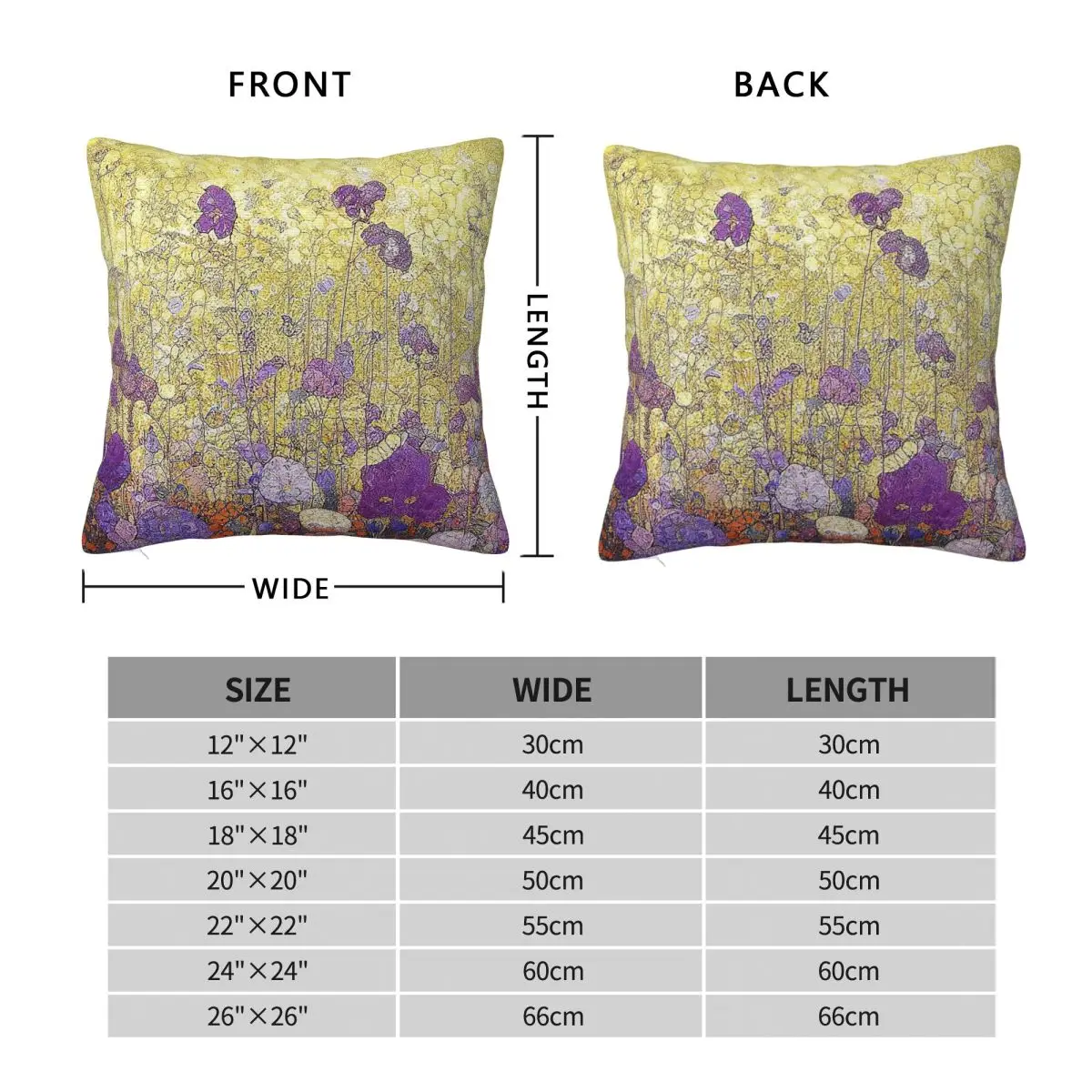 Gustav Klimt Purple Flower Garden Square Pillowcase Polyester Linen Velvet Printed Zip Throw Pillow Case Room Cushion Cover